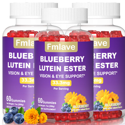 3 Pack Vision & Eye Support Gummies, Blueberry Lutein Ester Supplement for Eyes
