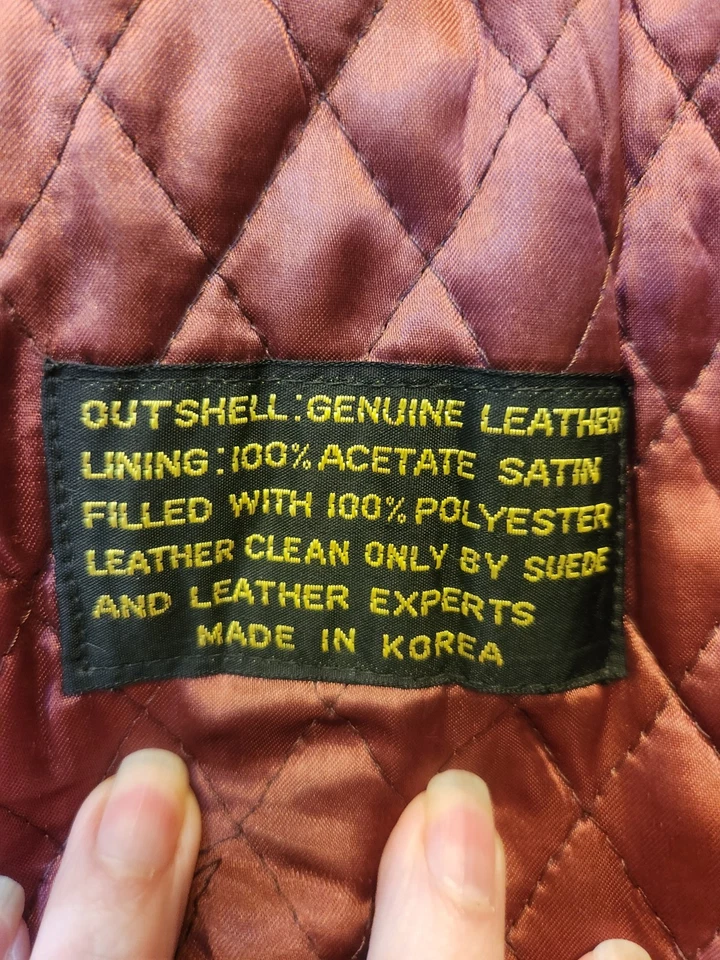 Chaqueta bomber de cuero marrón chocolate Tibor para mujer talla 14 Foto 4 de 4