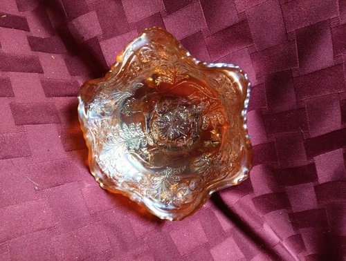 Vintage Fenton Panther Gold Carnival Glass Claw & Ball 3-Footed Bowl Candy Dish