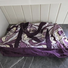 Large Thirty-One Retro Metro Weekender Bag Purple Paisley Travel Gym Duffle