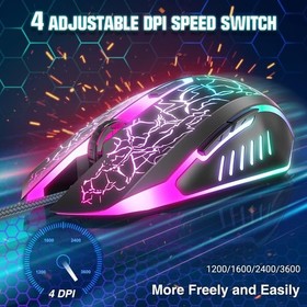 Precision Optical Gaming Mouse - Ergonomic, 6 Buttons & Multi-Color Lighting