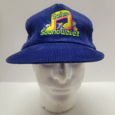 Vintage Salem Soundwaves Blue Corduroy Snapback Trucker Hat 80s