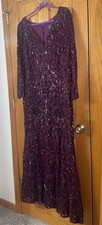 ADRIANNA PAPELL Dress Plus Size 18W Long Sleeve Maxi Allover Sequins Gown NEW