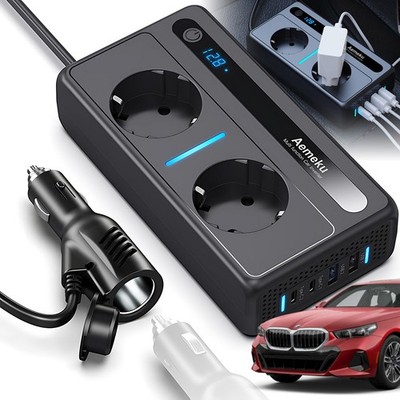 300W Spannungswandler 12V auf 230V Wechselrichter Power Inverter 2USB 2Steckdose