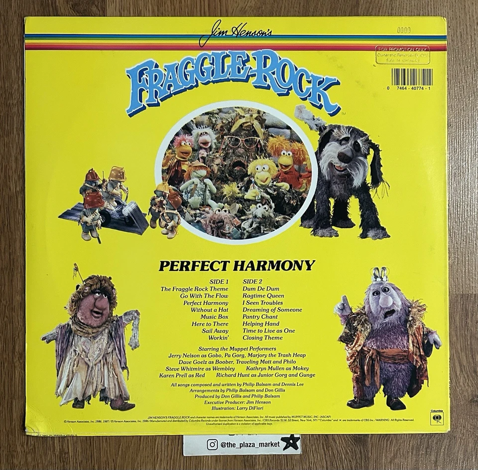 Jim Henson’s Fraggle Rock Perfect Harmony soundtrack vinyl LP record Rare Promo - Image 2 of 4