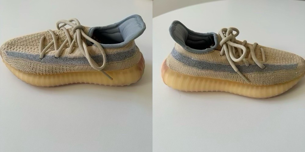 Adidas Yeezy Boost 350 V2 Sneakers Women's SZ 6 Linen & Blue Knit Sporty thumbnail 2