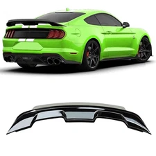 2PCs Rear Spoiler Wickerbill Glossy Black For 2015-2023 Ford Mustang Trunk Wing