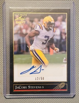 Jacoby Stevens /50 2021 Leaf Ultimate Draft Auto #BG-JS1 Gold Leaf Star Rookie