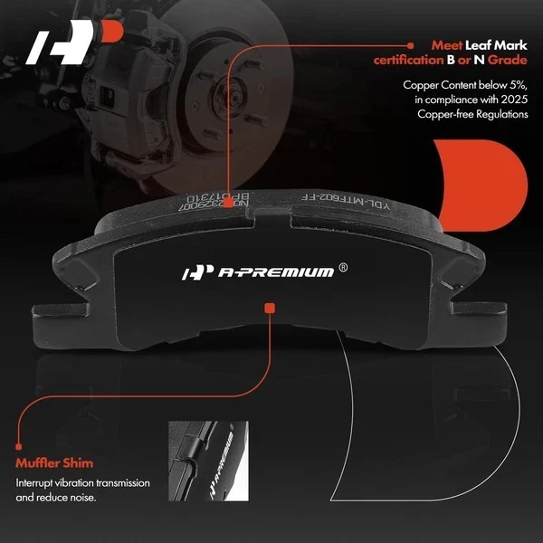 Pastillas de freno delanteras de cerámica con herrajes para Mitsubishi Mirage 2014-2015 2017-2020 Foto 3 de 4