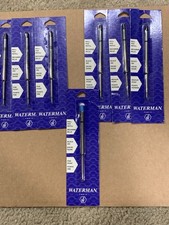 Lot of 7 WATERMAN BALLPOINT Pen Refills-3 Blk fine; 3 Blk med; 1 Blue fine NEW