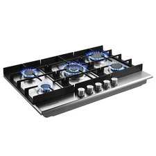 30in Gas Cooktop Kitchen 5Burners Countertop Built-in Gas Stainless Steel NG/LPG