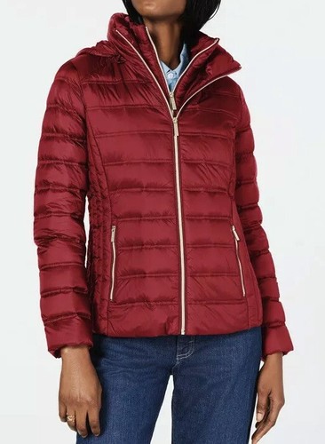 Michael Kors Jacket Puffer Hooded Packable Down Red Scarlet XXS 2XS $190 - Picture 10 of 12