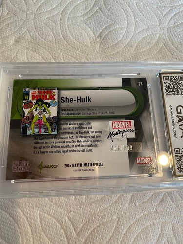 SHE-HULK 2015 MARVEL MASTERPIECES 76 # 469/99 GRADED 8.5 L@@@K - Picture 2 of 2