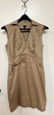 ANN TAYLOR Dress Adult Size 10 Camal Color Sleeveless Collar w/Pockets Womens