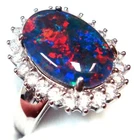 14x10mm Genuine Triplet Opal Ring Solid Silver FREE JEWELLERY BOX Birth Stone