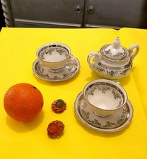 Servizio caffè porcellana filo argento Bavaria 6pz e zuccheriera - Coffee set