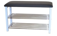 Schuhregal Sitzbank Schuhablage Schuhbank Schwarz-Weiß-Verchromt, 80 Cm Breit