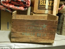 Armour Star ~ Roast Beef (Vtg) WOOD CRATE CASE BOX - Primative Antique Decor USA