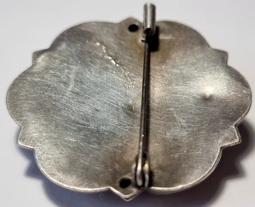 D0189 - Silber Brosche mit Granat um 1840 - Biedermeier Antikschmuck - 4,2 cm Ø - Bild 6 von 6