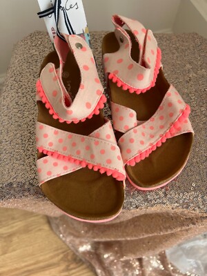 Joules Mädchen Sandalen UK 12 13 & 3 Tessie JNR rosa Punkte Bommel PORTOFREI NEU OVP11