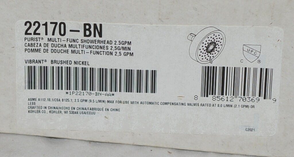 Kohler 22170 BN Purist Multi Function Showerhead Brushed Nickel eBay