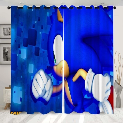 Kinder Sonic The Hedgehog 3D Dicke Verdunkelungsvorhänge Thermo Ring Top Ösen Geschenk - Bild 16 von 30