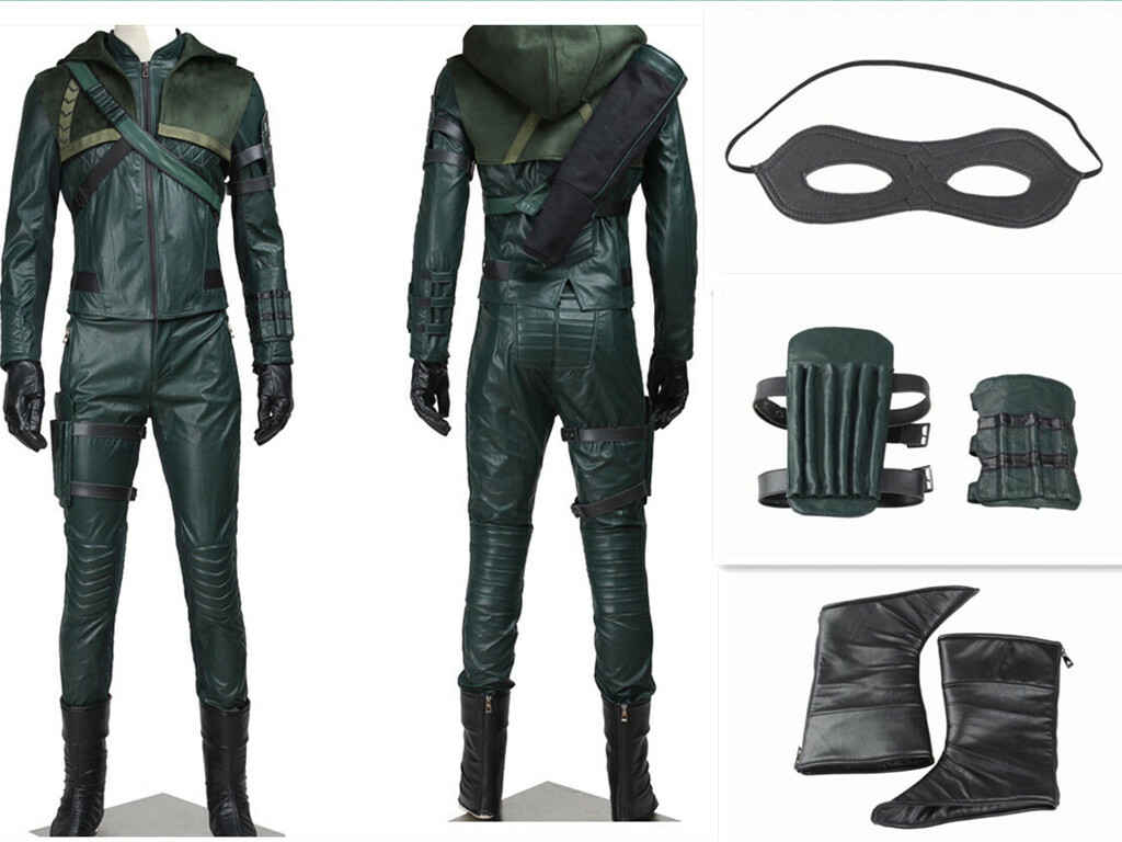 Hot !Green Arrow Oliver Queen Cosplay Costume Full Suit Custom