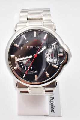 Hush Puppies HP.7055M.1502 Men's Watch Quartz Steel Day Date NOS w/ Box