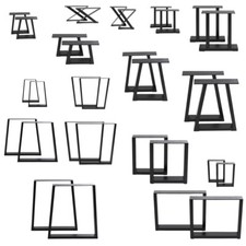 2x Industrial Steel Table Legs Stand Feet Trapezium X A Sandglass Shape Frame UK