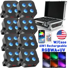 LED 6x18W RGBWA+UV Battery Powered WIRELESS DMX Par Can DJ Uplighting Up Light