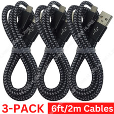 3 Pack 6ft USB Fast Charger Charging Cable Heavy Duty For iPhone 14 13 12 XR 8 7