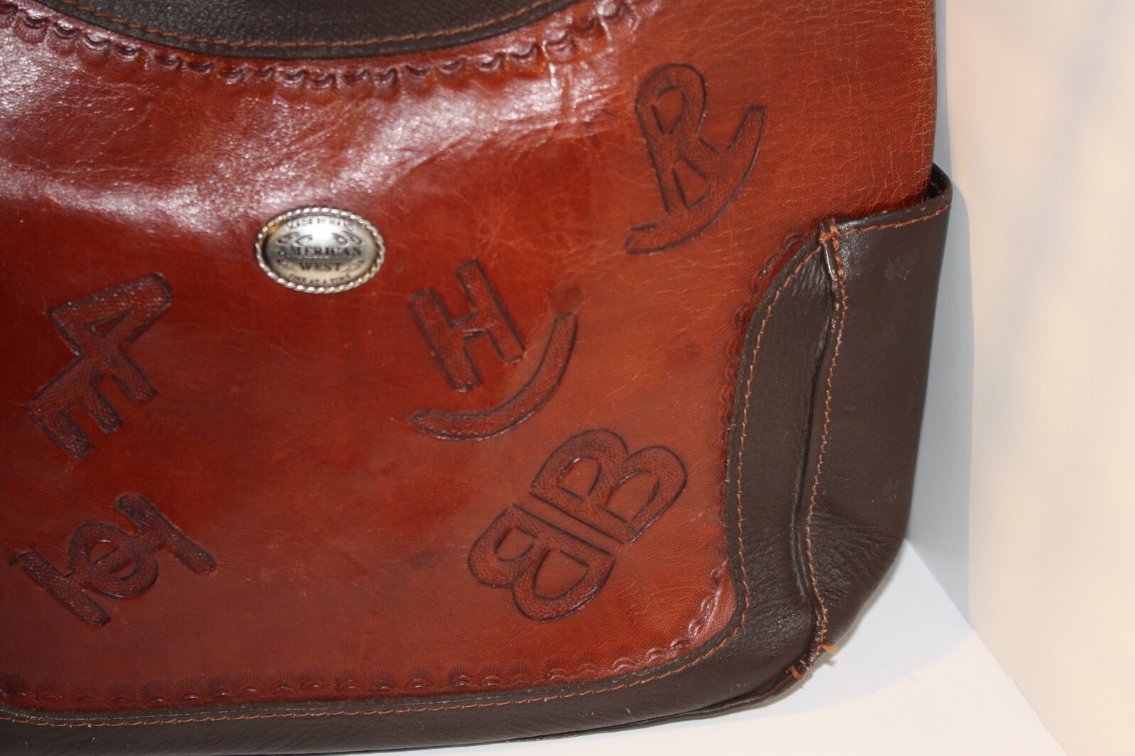 Vintage American West Hand Tooled Brown Leather Shoulder Bag Western Cowgirl Y2K image 4