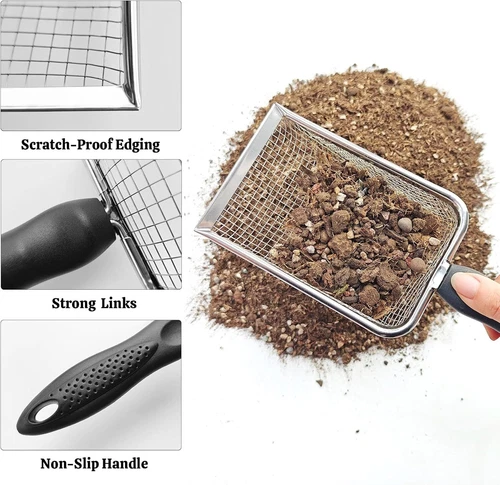 Paquete de 6 juegos de tamices de suelo para jardinería tamiz de suciedad tamiz de compost con mango guante - Imagen 5 de 17