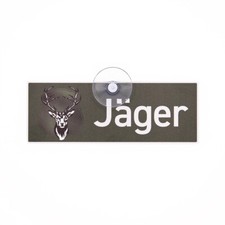 Jagdschild Auto mit Saugnapf &ndash; Autoschild Jagd J&auml;ger aus Aluminium Dibond