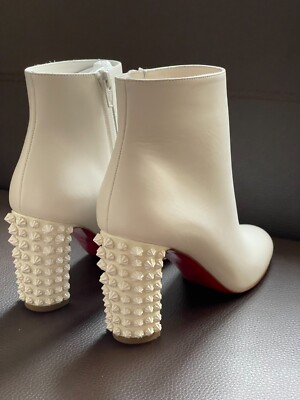 New Christian Louboutin White Suzi Folk Ankle Boots