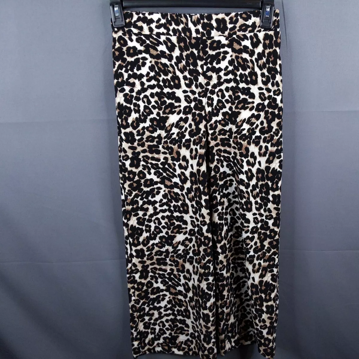 Bobeau Womens Pants Small Leopard Cheetah Print Wide Leg Flowy