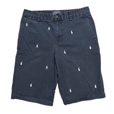 Polo By Ralph Lauren Boys Kids Navy Blue Logo Chino Shorts Youth Size 16