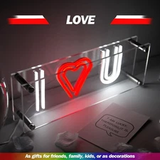 I love U Neon Light Box USB LED Neon Sign Box For Party Bar Table Decoration