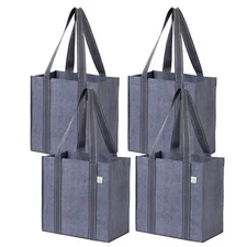 4 Pack Reusable Grocery Bags Shopping Bags Small Tote Bag W/handle & Hard Bottom