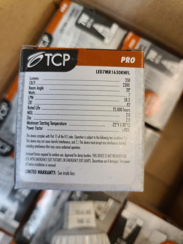 Lote de (12) Bombilla LED Regulable Iluminación TCP LED7MR1630KNFL 3000k NUEVA Foto 3 de 3