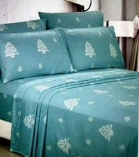 American Home Brushed Microfiber Festive Christmas Tree Deluxe 6 Piece Sheet Set