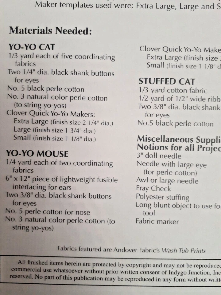 Yo Yo Cat Mouse Plush Stuffed Indygo Junction Craft Sewing Pattern Kottke IJ817  - Image 4 of 4