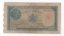 ROMANIA 5000 LEI 1945 PICK 56 LOOK SCANS