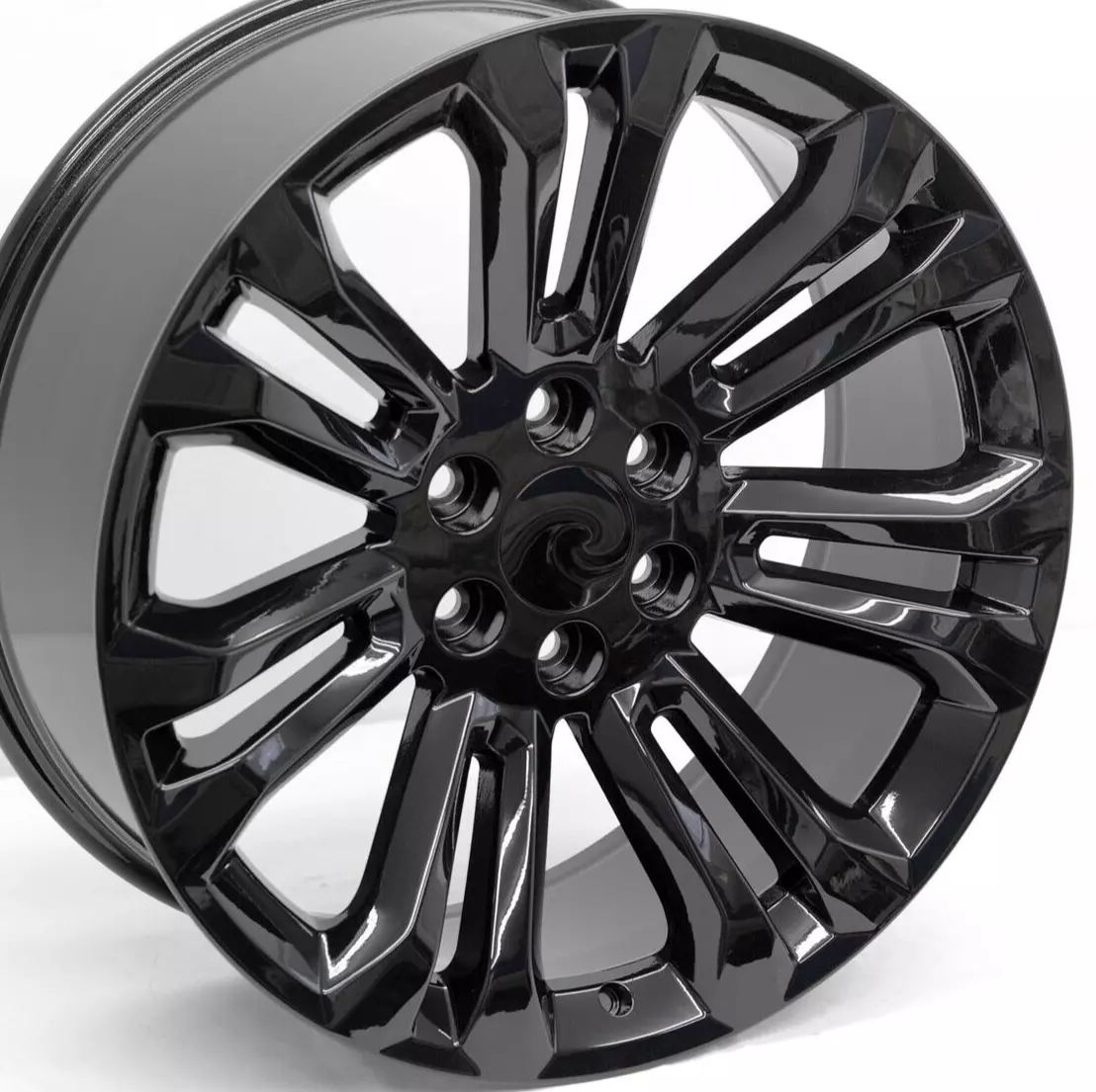 22 Gloss Black GMC split 7 OE Style Wheels 22x9 6X5.5 +24 Yukon