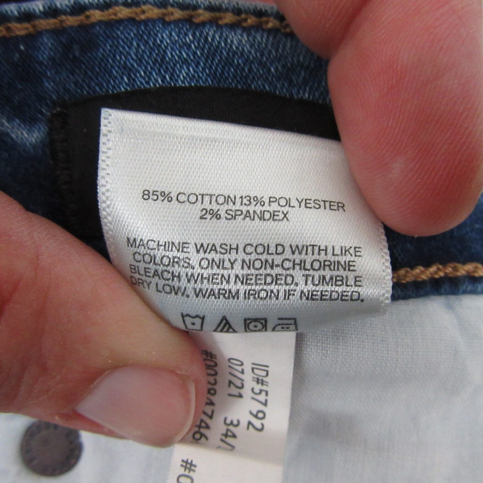 Express Mens Slim Jeans 34 x 32 Blue Stretch Medium Wash Mid Rise Denim