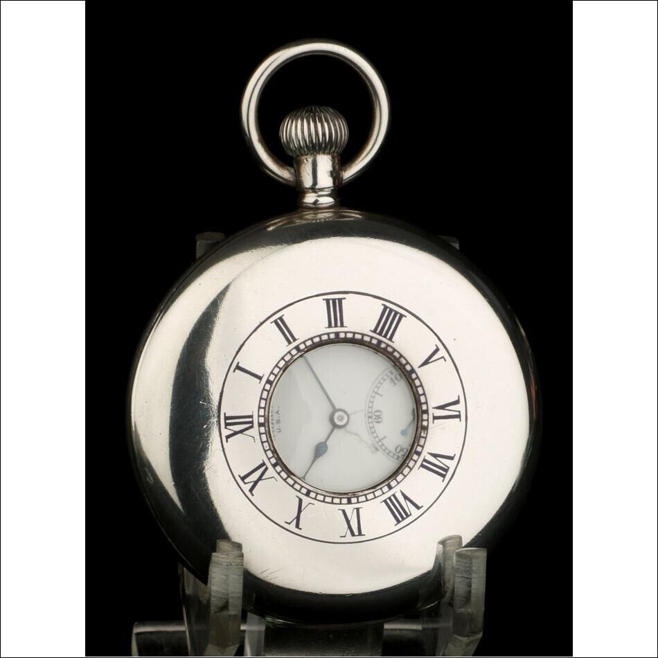 Reloj De Bolsillo Antiguo Plata Maciza Waltham. USA-Inglaterra, 1912