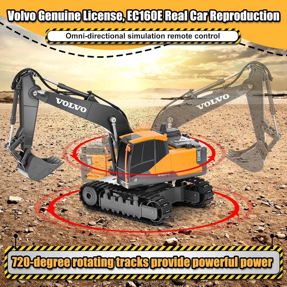 Volvo RC Excavator Remote Control Excavator Toy for Boys Full Function Construct - Image 2 of 4