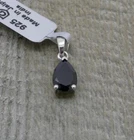 New Stunning Sterling Silver 2ct Pear Cut Natural Thai Black Spinel Pendant