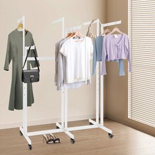 Garment Display Rack 6 Way Straight Arms Adjustable Clothing Rack W/ Wheels