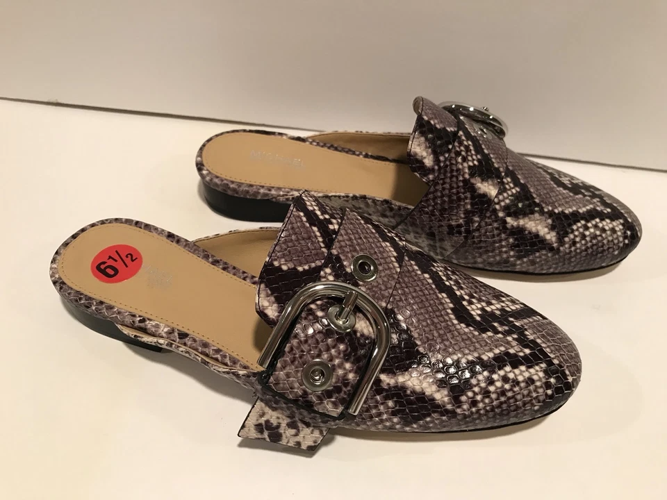Mocassim Michael Kors Cooper Slide Couro Estampa de Píton Flats Mules 6,5 M/ 36,5